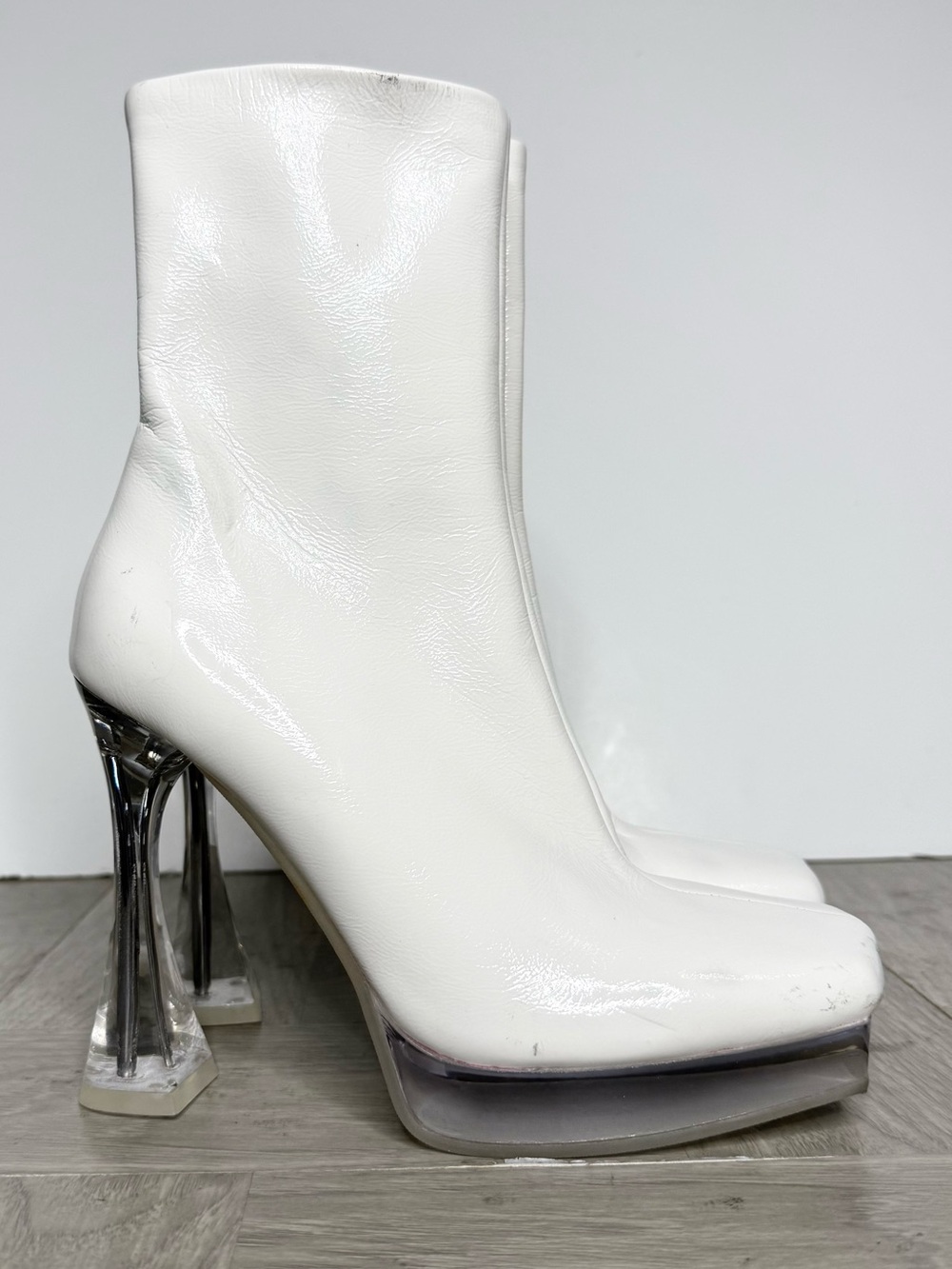 Jeffrey Campbell White Patten Square Toe Boot 6 1/2